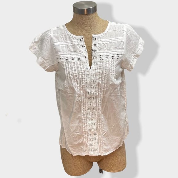 Gap White Pintuck Peasant Top XS - Picture 1 of 5